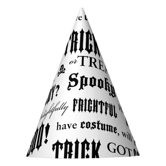 単語不気味白黒ハローウィンパーティ帽 パーティーハット (正面)