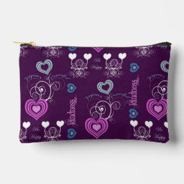 単語前向きとハート アクセサリーポーチ