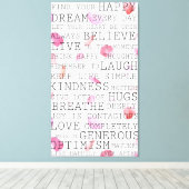 単語感動的バラ花びら キャンバスプリント (インサイチュ (ウッドフロア))