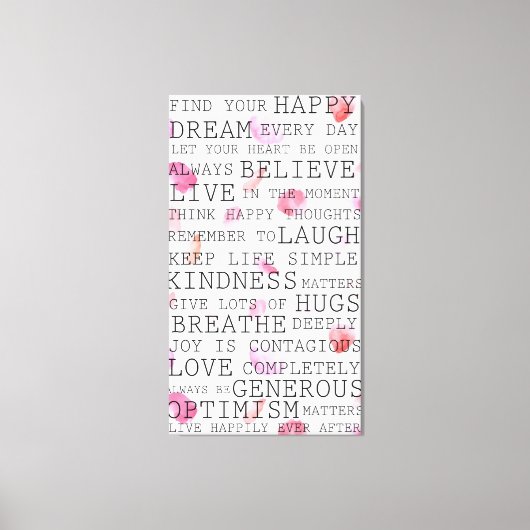 単語感動的バラ花びら キャンバスプリント (正面)