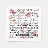 単語感動的バラ花びら スタンダードカクテルナプキン (正面)