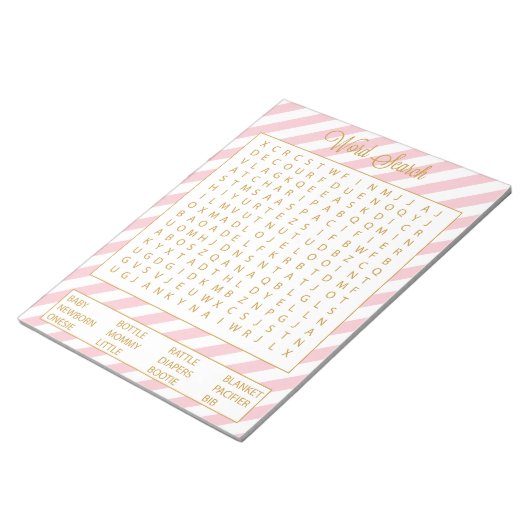 単語検索ピンク赤ちゃんシャワーゲーム40枚 ノートパッド (アングル)