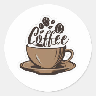 単語独身のコーヒーのシール ラウンドシール