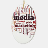 単語雲社会的な媒体の文字 セラミックオーナメント (左)