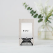 "単語。"ヴィンテージのタイプライターのエレガントなリネン作家 名刺 (スタンド正面)