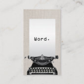 "単語。"ヴィンテージのタイプライターのエレガントなリネン作家 名刺 (正面)
