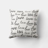 単語"愛"繰り返しタイポグラフィ書道スクリプト クッション (裏面)