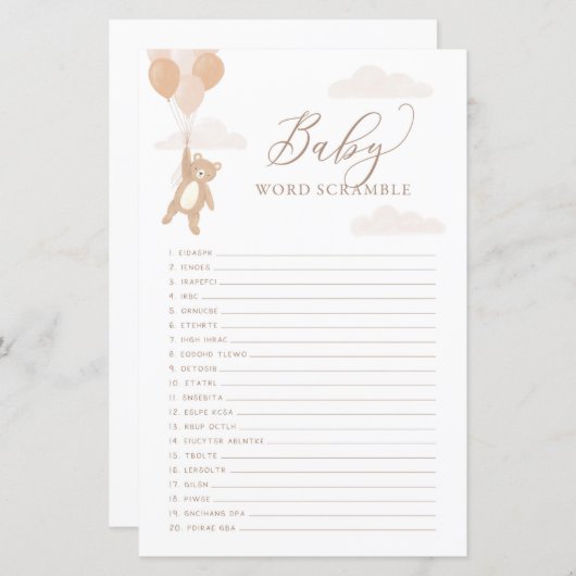 単語Scanble赤ちゃんシャワーゲーム我々は真摯に待つことができる (正面/裏面)