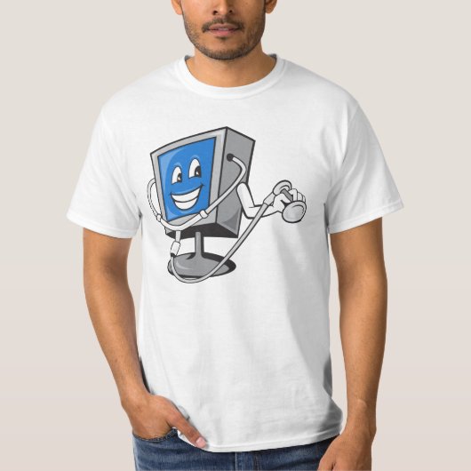 博士が付いているStethoscopeコンピュータTVのモニター Tシャツ (正面)