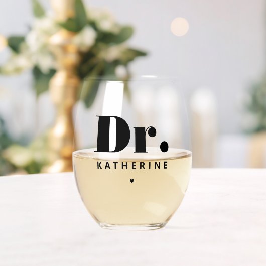 博士パーソナライズされたタイポグラフィ医はっきりした士卒業 ステムなしワイングラス (インサイチュ (ウェディング))