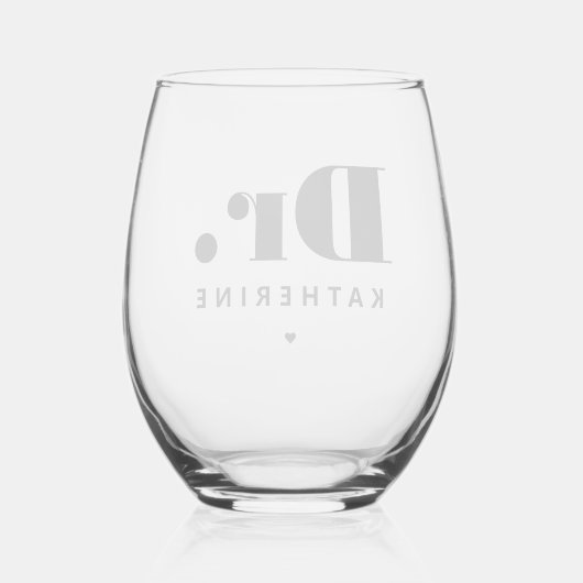 博士パーソナライズされたタイポグラフィ医はっきりした士卒業 ステムなしワイングラス (裏面)