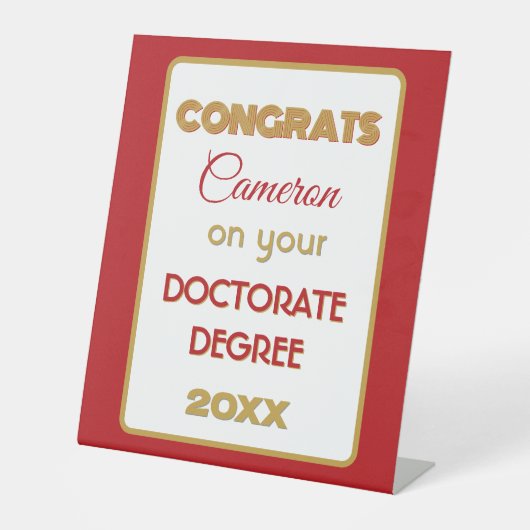 博士号おめでとう!カスタマイズ 台座サイン (正面)