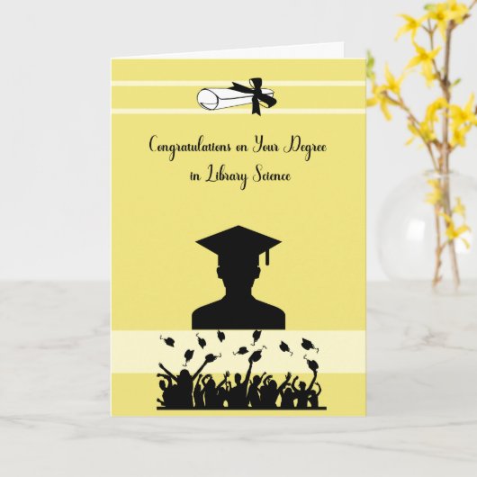 博士号を取得した図書館科学の学位カード カード (黄色い花)