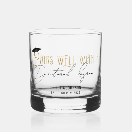 博士号を持つ医師とうまく組み合わせる ウイスキーグラス (正面)