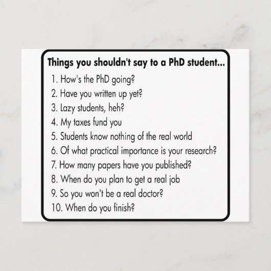 博士号を頼取らない ポストカード (正面)