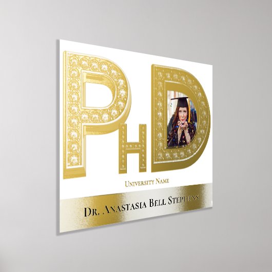 博士号卒業式パーティー写真金ゴールド 箔ポスター (レイダウン)