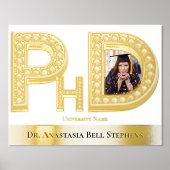 博士号卒業式パーティー写真金ゴールド 箔ポスター (正面)