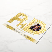 博士号卒業式パーティー写真金ゴールド 箔招待状 (回転した状態)