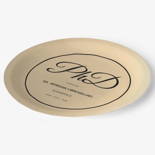 博士号金ゴールドブラック卒業パーティー ペーパープレート (アングル)