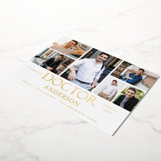 博士号6のフォト卒業票の発表 箔招待状 (回転した状態)