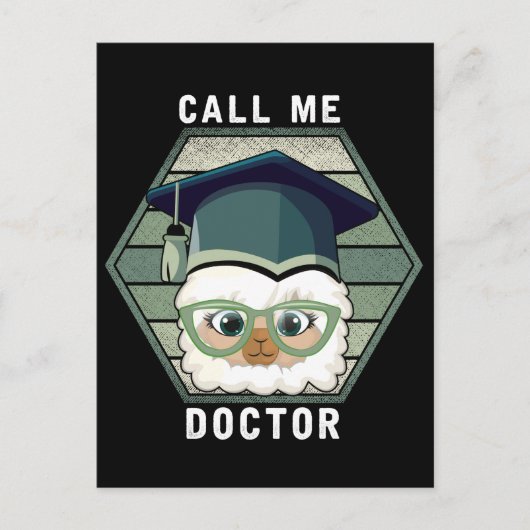 博士号 卒業 面白い ラマ アルパカ ポストカード (正面)