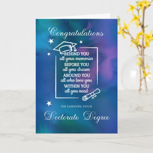 博士号PHD卒業祝い引用文 カード (黄色い花)