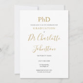 博士学位 ゴールド スクリプト フォト 卒業パーティー 招待状 (正面)