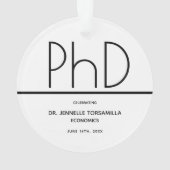 博士後期卒業式パーティーホワイトブラックキープサケ オーナメント (裏面)