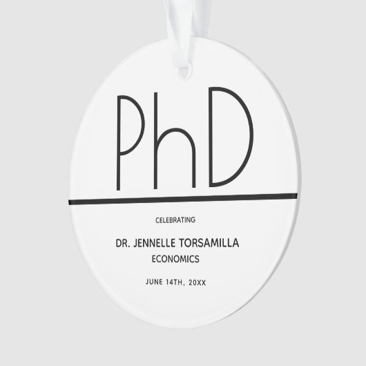 博士後期卒業式パーティーホワイトブラックキープサケ オーナメント (正面)