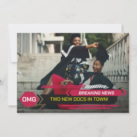 博士後期博士号別テレビニュース卒業パーティー 招待状 (正面)