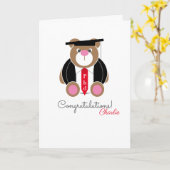 博士後期博士慶祝いクマのカード カード (黄色い花)