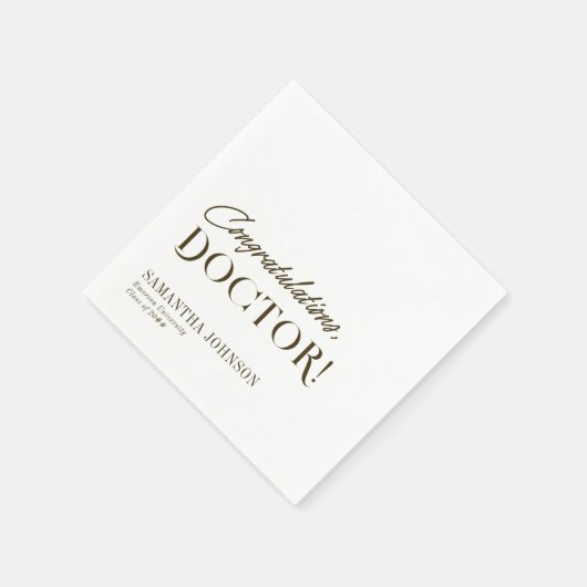 博士後期課程おめでとうございますホワイト スタンダードカクテルナプキン (角)