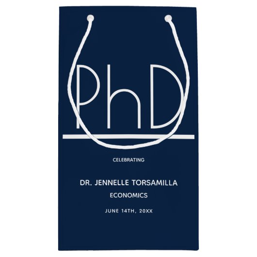 博士後期課程の卒業パーティスモールブルー スモールペーパーバッグ (裏面)