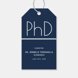 博士後期課程の卒業パーティーブルー ギフトタグ