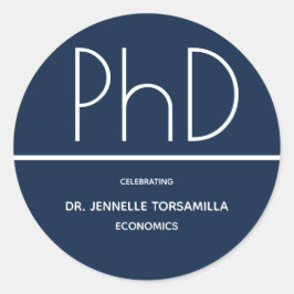 博士後期課程の卒業パーティーブルー ラウンドシール