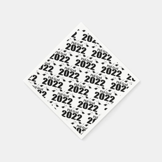 博士後期課程の卒業式キャップと卒業証書(黒) スタンダードカクテルナプキン (角)