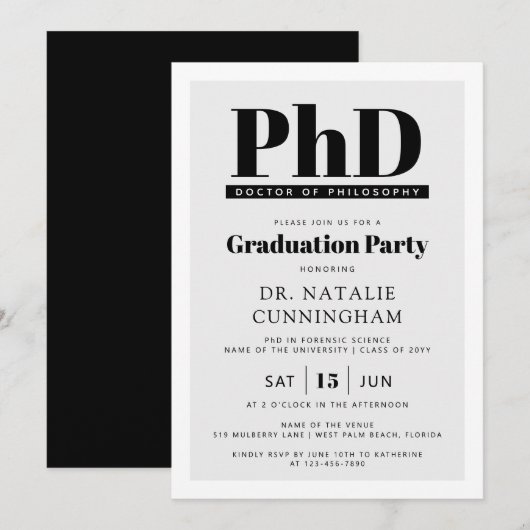 博士後期課程の博士後期課程 招待状 (正面/裏面)