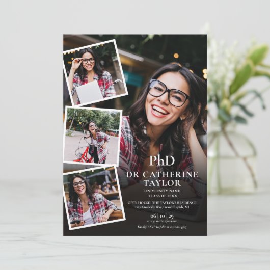 博士後期課程フォトコラージュ卒業パーティーInvitati 招待状 (スタンド正面)