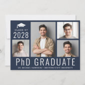 博士後期課程5フォトブルー卒業パーティー 招待状 (正面)