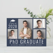 博士後期課程5フォトブルー卒業パーティー 招待状 (スタンド正面)