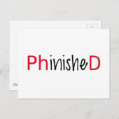 博士課程の卒業生のための文字デザイン磨かれたワードアート 案内ポストカード (正面/裏面)