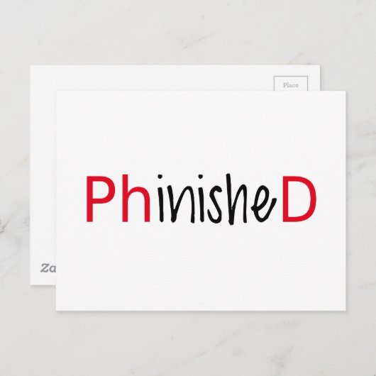 博士課程の卒業生のための文字デザイン磨かれたワードアート 案内ポストカード (正面/裏面)