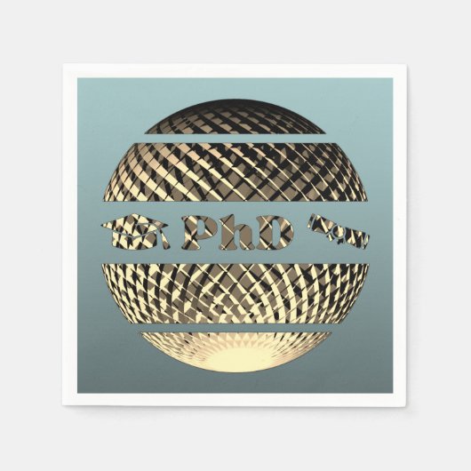 博士課程の卒業金ゴールド スタンダードカクテルナプキン (正面)