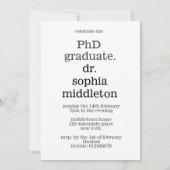 博士課程シンプル院写真モダンフォント 招待状 (裏面)