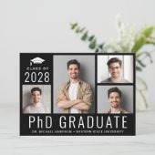 博士課程修了 5 枚の写真 黒い卒業パーティー 招待状 (スタンド正面)