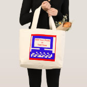 博物館の芸術家シリーズイメージコンピュータ青 ラージトートバッグ (正面(商品))