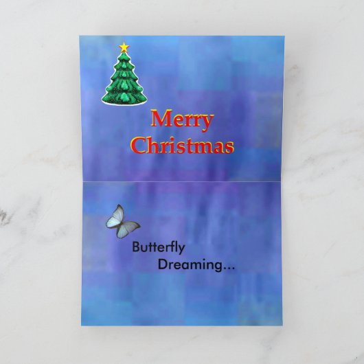 博物館を夢を見ているメリークリスマスの蝶 シーズンカード (内部)