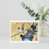 博繁雀と朝顔 ポストカード (スタンド正面)