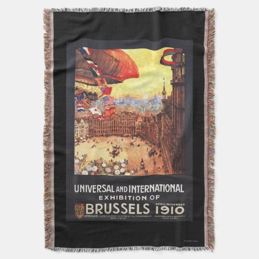 博覧会の世界の国旗が付いているLebaudyの飛行船 スローブランケット (正面縦)