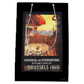 博覧会の世界の国旗が付いているLebaudyの飛行船 ミディアムペーパーバッグ (裏面)